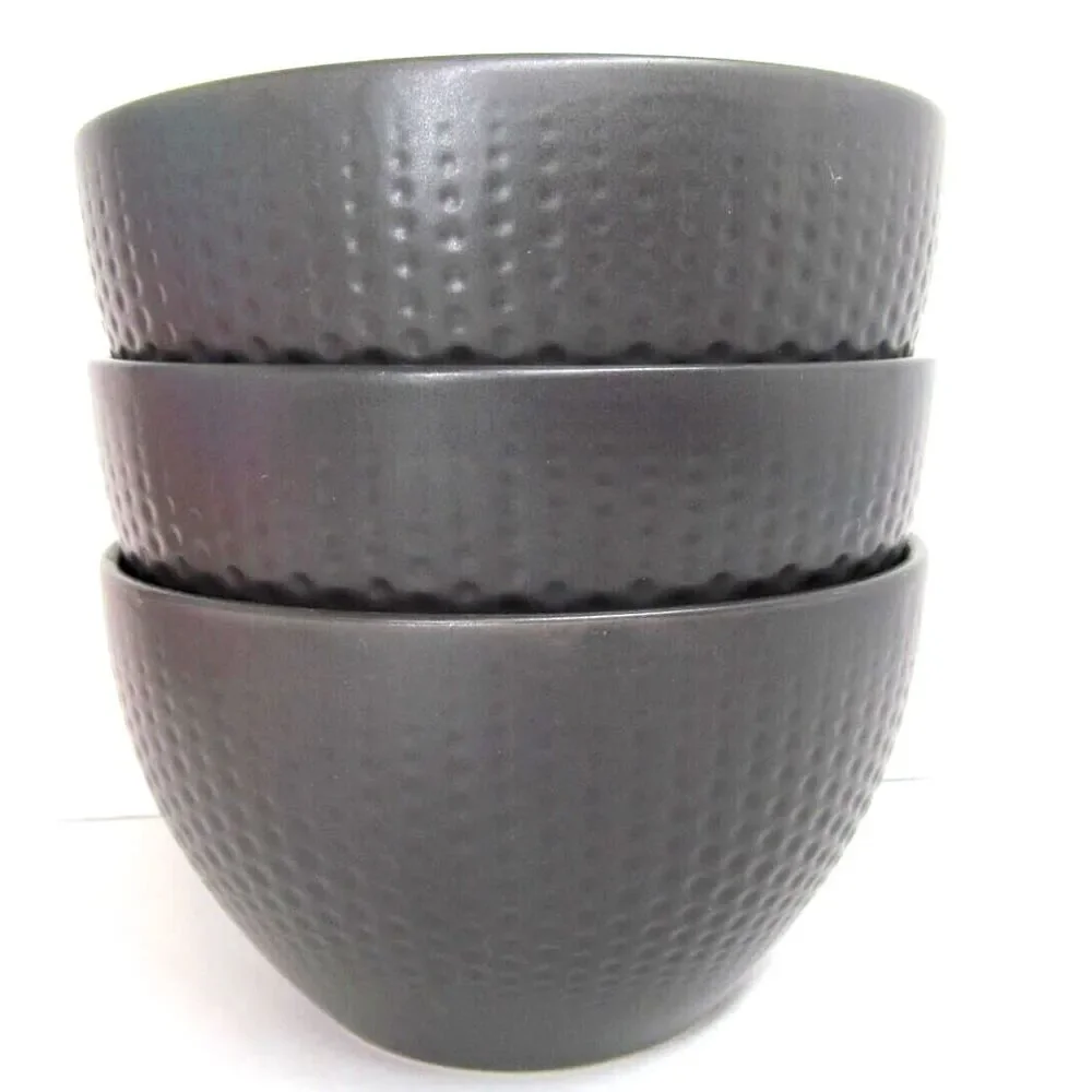 Mikasa Maddox Set Of 3 Textured Gray 5 7/8